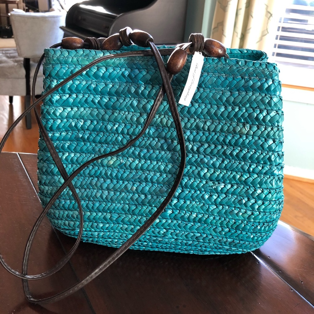 Teal Green Straw Purse